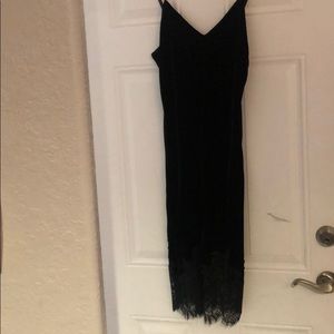Black velvet slip dress